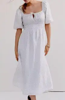 FAITHFULL THE BRAND Midi Dress Cottagecore Polka Dot Prairie Coquette Linen 10