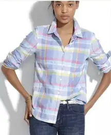 Madewell  Colorful Plaid Madras Long Sleeve Button Up Boy Shirt Women’s S