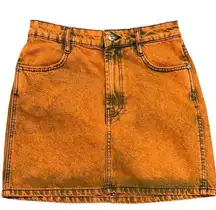 Super Stretch Jeans Short Mini Skirt - Size Small - Orange Denim