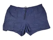 Cato Women's Shorts Linen Blend Navy Blue Plus Size 22W - 24W