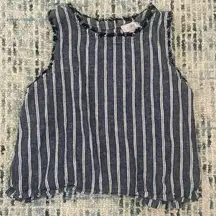 Ann Taylor Loft Women’s Medium Linen Blend Tank Blue/White Striped Buttons