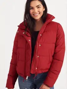 Hollister red puffer coat