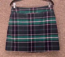Crown & Ivy Mini Skirt 8 Plaid Wool Grunge Ivy‎ League Preppy Dark Academia Twee