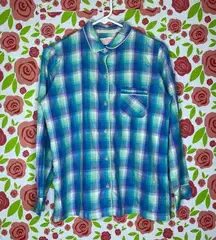 Blue Plaid Flannel Pajama Shirt