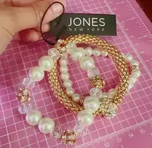 Jones New York  bracelets set 3 pc white and gold Pearl crystals