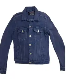 Azur Small Blue Denim Jacket Women’s Trucker Casual Vintage Style‎ Button Front