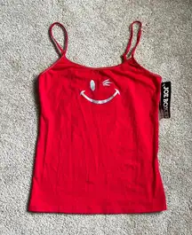 NWT Vintage  Red Knit Winky Smiley Face Sleep Tank.   Size Small