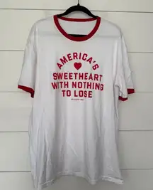 Hellcats Adult XL White Red America’s Sweetheart Ringer Tee