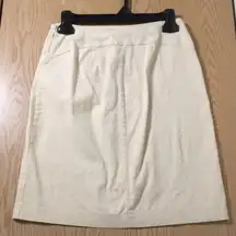 Womens Express Elegant Cream Stretchy Skirt Size 1/2 Length 19”