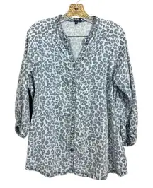 Reba Women's Denim Animal Print Lightweight Top