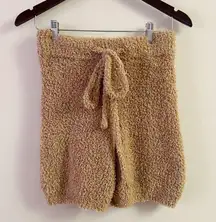 LULUS Eyelash Sweater High Rise Shorts Elastic Waist Drawstring Camel Size M NEW