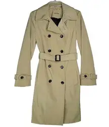 Classic Trenchcoat Double Breasted Belted Fully Lined Tan Khaki S