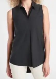 ATHLETA Urbanite Tank Black Sleeveless Collared Pocket Shirt Top Women's Size M