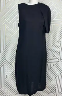 Apiece Apart  One Shoulder Asymmetric Cape Sleeve Black Dress Size US 6