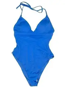 Andie Swim Lagos Halter Neck One Piece Swimsuit in Blue Size Medium NWT