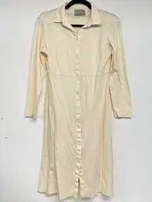 Everlane Pale Yellow Long Sleeve Button Down Shirt Dress Knee Length Womens S