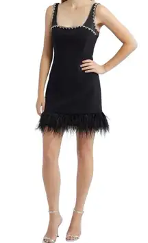 Likely Georgie Crystal Feather Trim Minidress Luxury