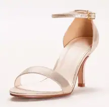 DAVID’S BRIDAL Gold Metallic Strappy Heels Womens Size 7.5 Bridal Wedding Formal