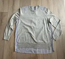 J.Crew Women’s Gray Merino Wool Sweater Blouse Sz L