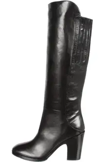 EUC Sigerson Morrison Chessa Black Knee‑High Leather Heeled Boots Elegant Sz 9.5