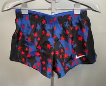 Nike Dri-FIT Running Shorts Black Blue‎ Red Star Print Athletic Womens Small