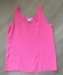 Alfred Sung Vintage 100% Silk Hot Pink  Tank Lightweight Flowy Summer Size 6‎