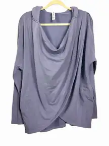 Athleta Women Sz L Purple Purana Wrap Sweatshirt Hooded Top Fleece Soft Pullover