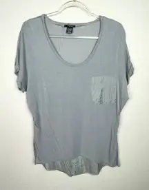 RHAPSODY Gray Pocketed Tee w/Satin Back Size M