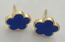 18K Gold Plated Blue clover Earrings stainless steel womens jewelry