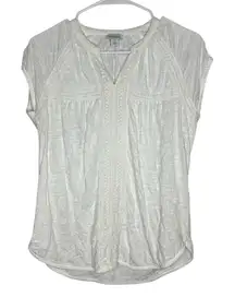 Sundance Romance Textured White Short Sleeve Tee Size Small