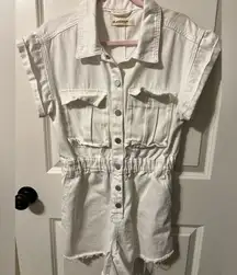 Blank NYC White Button-Up Denim Jumpsuit NWOT Small