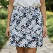 CJ Banks Flamingo Palm Leaves Tropical Skort Pockets Size 22W Resort Vacation