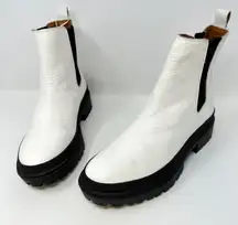 Lucky Brand Ellerey Pebbled Leather Lug Sole Boots‎ White Size 9.5
