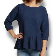 Maeve by Anthropologie NWOT Women’s Relaxed Fit Mikayla Navy Peplum Top Size M