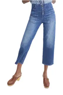 Veronica Beard Crosbie High Waist Crop Wide Leg Jeans in Juno Blue Size 28/6