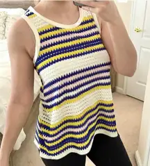 1. State Far Out Multicolor Crochet Sleeveless Top Small