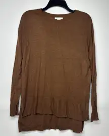 H&M Women’s Brown Layered Hem Lightweight Sweater Top Size Small