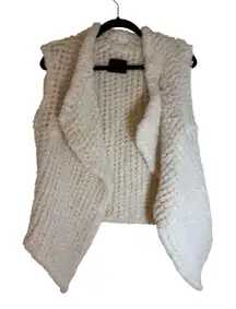 Dolce Cabo Cream Furry Knitted Open Front Vest Women's S/M