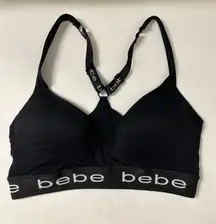 Racerback Style Adjustable Straps Sports Bra Firm Cups Black Sz Lg