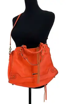 REBECCA MINKOFF Large Leather Crossbody Perforated Back Orange