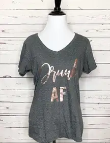 “Drunk AF” Rose Gold & Gray V-Neck T-Shirt Women’s Size Medium