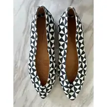 Isabel Marant Black & White Geometric Canvas Pointed Toe Flat