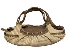 Cole Haan Bronze Sarah Straw Satchel Bag Woven Purse