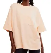 Free People FP Movement XS Cantaloupe Orange Logo Tackle Oversize Cotton T-Shirt