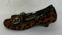 Paolo Animal Print Loafers Kitten‎ Heel Calf Hair Pumps Size 6.5 M