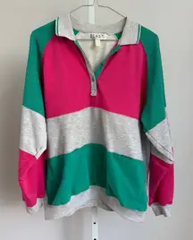 Vintage BLAST Color Block Sweatshirt Long‎ Sleeve Pullover Casual Top