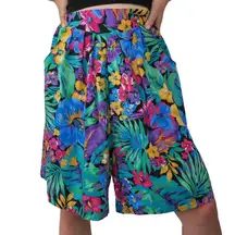 Vintage 80s Lady Lloyd Tropical Hawaiian Floral Shorts