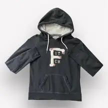 Abercrombie & Fitch Hoodie Gray Red Plaid Cream Large Retro