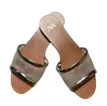 ZARA  Gold & Vinyl Open Toed Sandals 37