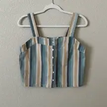 Knot Sisters Revolve Striped Linen Cotton Tank Top